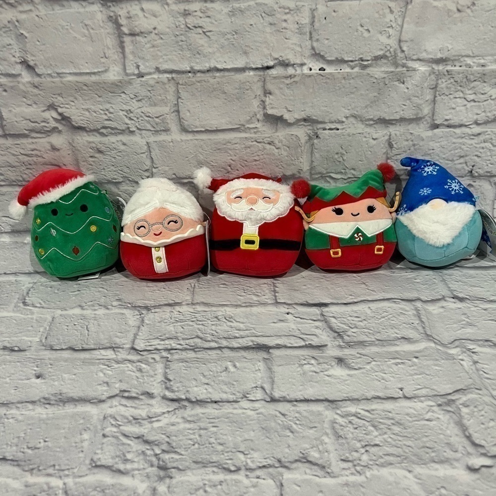 Squishmallow set of 5 Christmas 5” Santa gnome tree elf Mrs Claus plush holiday